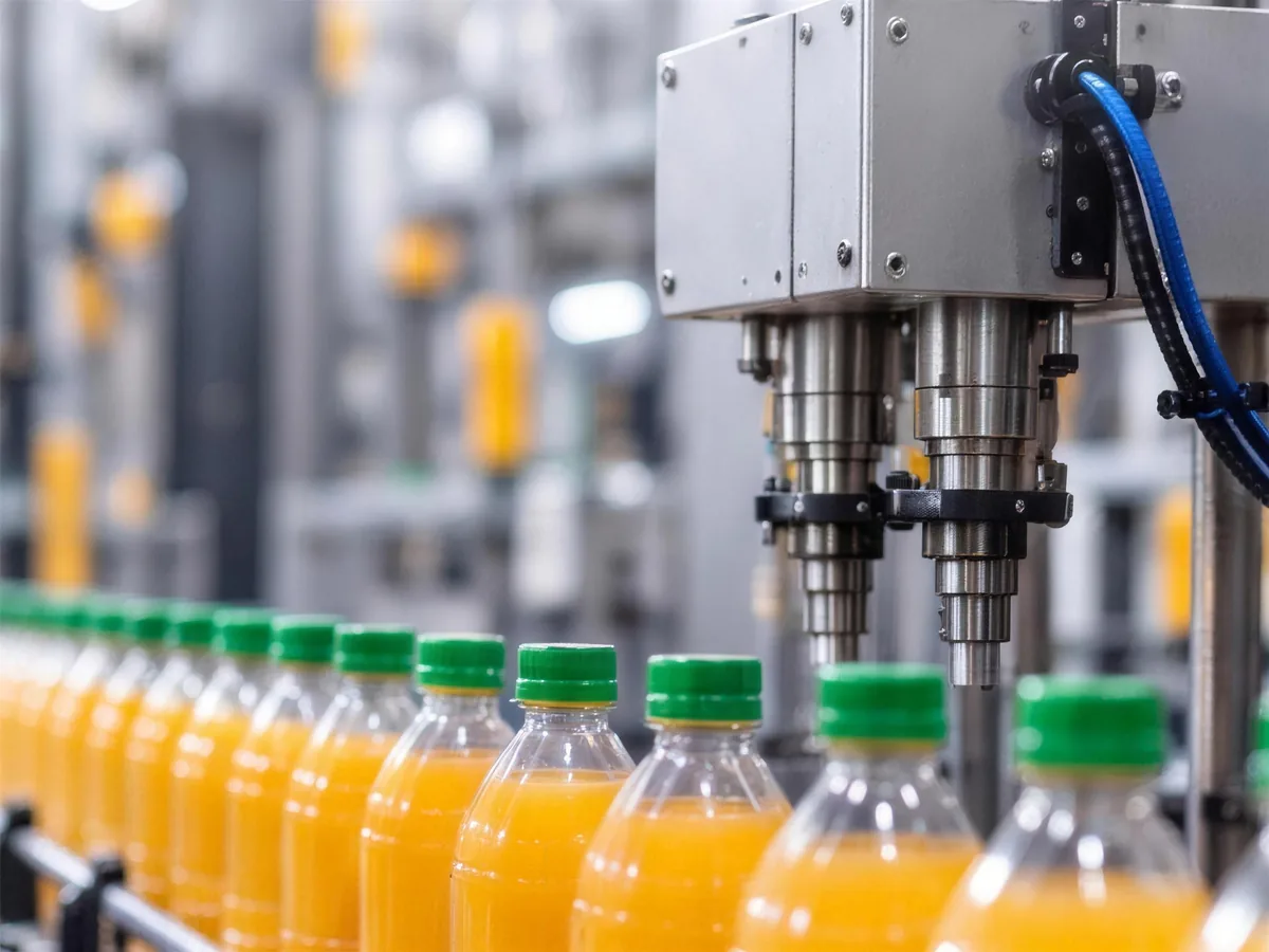 Automated filling line with pneumatic filling heads