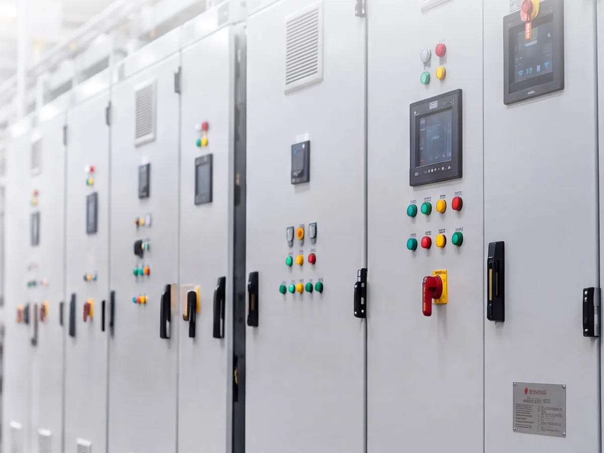 Lineup of LV control panels and MCC sections