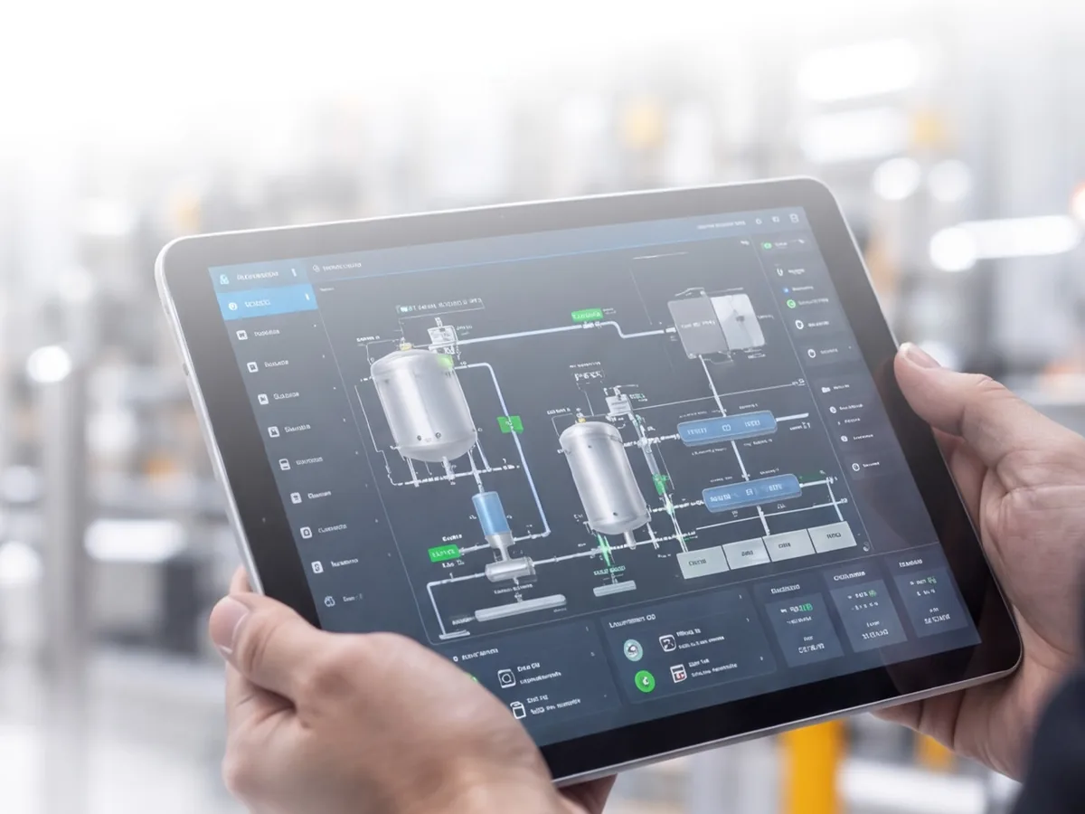 Plant process overview on an HMI tablet
