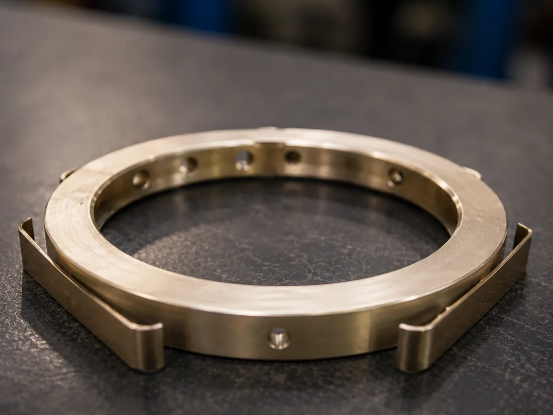 Bronze oil splash ring machined in two halves