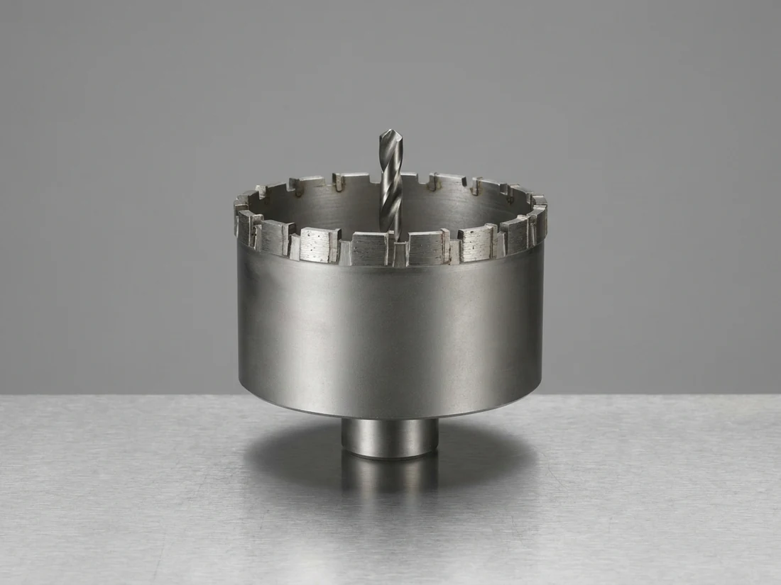 Hot-tapping crown cutter showing its carbide cutting teeth