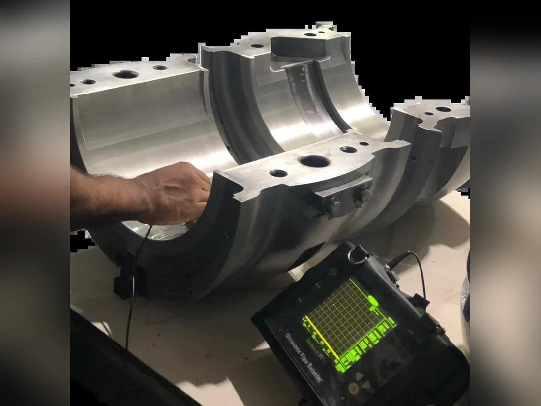 Ultrasonic bond testing of a white metal bearing lining at Shaheen Arabia, Jubail