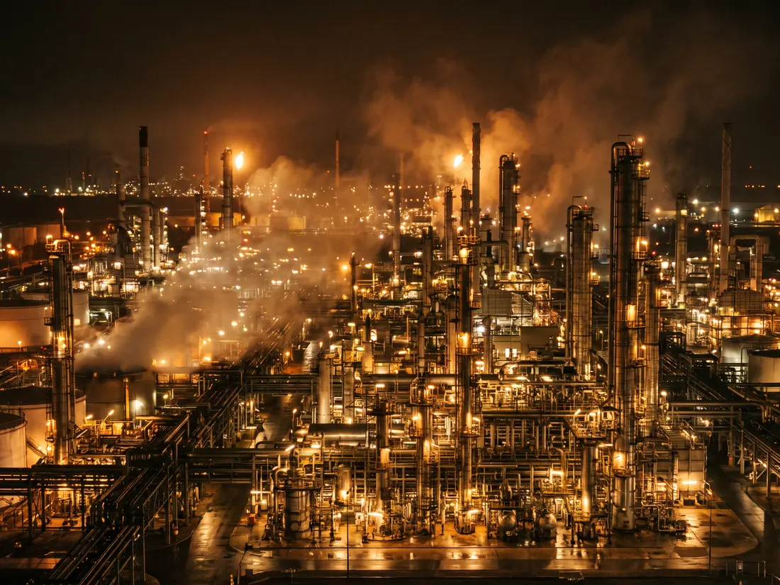 Petrochemical process plant with pipework and columns — Shaheen Arabia supplies bearings, seals and tooling for compressors and pumps